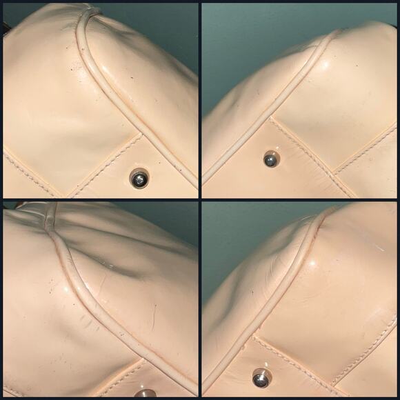 Vintage GUCCI Bamboo Light Beige Patent Leather Top-Handle Handbag - Picture 15 of 16